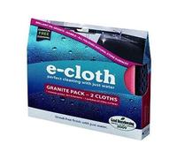 E-Cloth Granite & Stone Cleaning Kit, Microfibre, Black & Red, 2 Cloth Set, 1 Pack