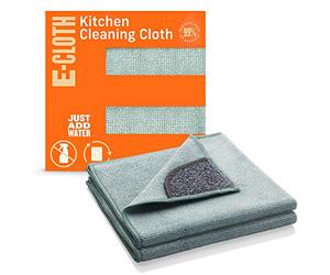 E-Cloth Kitchen Cleaning Cloth, Premium Microfibre Cleaning Cloth with Scrubber, Ideal for Kitchen Sinks and Dish Scrubber, Reusable, 100 Wash Promise, 2 Pack