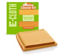E-Cloth Microfibre Window Cleaner Kit - Glass Cleaning Cloth and Microfibre Towel Cleaning Kit for Windows, Car Windscreen, Mirrors - Orange