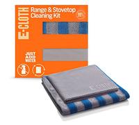 E-Cloth Range & Stovetop Cleaning Kit, Reusable Premium Microfibre Cleaning Cloth, Ideal Oven & Glass Stove Top Cleaner, 100 Wash Promise, Blue & Gray, 2 Cloth Kit