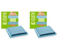 E-Cloth Window Cleaner Kit - Streak-Free Glass Cleaning Cloth, Microfiber Towel Kit for Windows, Car Windscreens, Mirrors - Blue (Pack of 2)