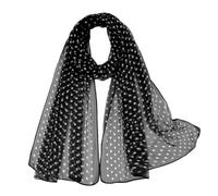 E-Clover Herebuy - Unique Women's Floral Scarves: Chiffon Flowers & Birds Printed Scarf, Black Polka Dot-01, standard