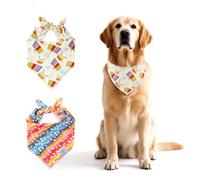 E-Clover Musical Notes Dog Bandanas Rainbow Scarf for Dog Boy Girl Cute Concert Costumes Accessories for Medium Large Dogs