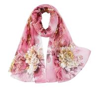 E-Clover Unique Fashion Women's Scarf Chiffon Sheer Scarves for Women Lightweight, Pink-0401, Standard