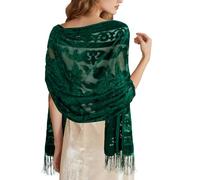 E-Clover Women Velvet Scarfs Shawls and Wraps for Evening Dresses Wedding Shawl Wraps for Dress Accessories Winter, Green, 75x27 inches