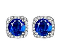 E Earrings Stud Earrings 10MM Square Round Teardrop Heart Stud Earrings For Women Earrings Owl (Blue, One Size)