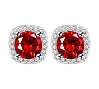 E Earrings Stud Earrings 10MM Square Round Teardrop Heart Stud Earrings For Women Earrings Owl (Red, One Size)