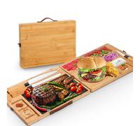 E EASTSTORM Large Cheese Board and Knife Set, Portable Folding Chopping Board, Slate Serving Board for Snack, Steak, Bread, Burger, Cheese Board Gift Set Unique House Warming, Anniversary & Wedding