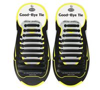E EGART No Tie Laces for Kids and Adults, Elastic Laces for Trainers, Silicone Tieless Flat Shoelaces for Running Shoes (Black)