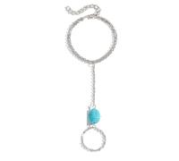 E EMZHOLE Boho Hand Chain Bracelet Gold Miniamlist Pearl Butterly Turquoise Slave Ring Chain Finger Harness Bracelets Handpiece Jewelry for Women, One Size, alloy, no gemstone