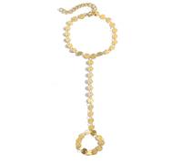 E EMZHOLE Boho Hand Chain Bracelet Gold Miniamlist Pearl Butterly Turquoise Slave Ring Chain Finger Harness Bracelets Handpiece Jewelry for Women, One Size, alloy, no gemstone