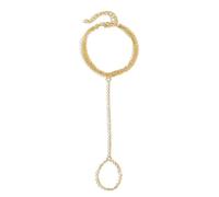 E EMZHOLE Boho Hand Chain Bracelet Gold Miniamlist Pearl Butterly Turquoise Slave Ring Chain Finger Harness Bracelets Handpiece Jewelry for Women, One Size, alloy, no gemstone