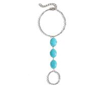 E EMZHOLE Boho Hand Chain Bracelet Gold Miniamlist Pearl Butterly Turquoise Slave Ring Chain Finger Harness Bracelets Handpiece Jewelry for Women, One Size, alloy, no gemstone