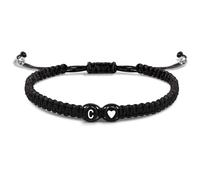 E EMZHOLE Heart Beaded Matching Couple Bracelets Letter Initial Bracelet for Men Women Adjustable Couple Bracelets Cute Gifts for Him Her Boyfriend Girlfriend Friendship Bestfriend, One Size