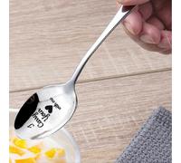 （E） Engraved Coffee Spoon with Letters, Long Handle, Mirror Surface, Rustproof, Easy to Clean, Utensils, Food Grade Stainless Steel Meal Spoon