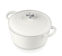 E-far 6 Quart Dutch Oven, Enameled Cast Iron Dutch Oven Pot with Lid, Nonstick Round Cookware for Braising/Stews/Roasting/Bread Baking/Cooking, Heavy Duty, Induction & Oven Safe - White