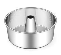 E-far Angel Food Cake Pan, 10-Inch Stainless Steel Tube Pan for Baking Pound Chiffon Cake, One-piece Design & Non-toxic, Dishwasher Safe