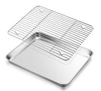 E-far Baking Sheet with Rack Set, 16”x12” Stainless Steel Cookie Sheet Pan for Oven, Rimmed Metal Tray with Wire Cooling Rack for Cooking Roasting Resting Bacon Meat Steak - Dishwasher Safe