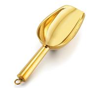 E-far Gold Stainless Steel Scoop 6 Ounce, Utility Metal Ice Scooper for Kitchen Freezer Bar Wedding Party, Multipurpose Small Scoop for Sugar/Flour/Pet Food/Bean/Popcorn/Dry Goods, Dishwasher Safe