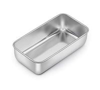 E-far Loaf Pan for Baking Bread, 9 x 5 Inch Stainless Steel Baking Loaf Pan, Metal Bakeware for Bread Meatloaf Cake Brownies, Healthy & Non Toxic, Brushed Finish & Easy Release, Oven & Dishwasher Safe