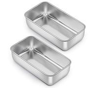 E-far Loaf Pan for Baking Bread, 9 x 5 Inch Stainless Steel Baking Loaf Pans, Metal Bakeware for Bread Meatloaf Cake Brownies, Healthy & Non Toxic, Easy Release & Dishwasher Safe - Set of 2