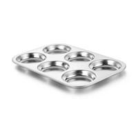 E-far Muffin Top Pan, Stainless Steel 6-Cavity Hamburger Bun Pan for Baking Whoopie Pie, Yorkshire Pudding, Eggs, Moon Pie, Drop Cookies, Non-toxic & Standard Size, Oven & Dishwasher Safe