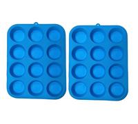 E FAST CE4 2pcs Muffin Tray, Silicone Non-Stick Coating, LFGB & BPA Free, Cupcake Baking Pan, Perfect for Cupcakes, Brownies, Pudding, Tarts, Egg Bites-Blue (Blue)