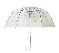 E FAST CE4 Transparent Waterproof Unisex Umbrella, Clear Automatic Dome Brolly with Colour Border, Lightweight for Casual, Wedding, Event, Bride or Bridesmaid Use (WHITE BORDER)