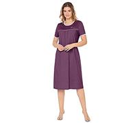 e.Femme Women's Nightdress Dolly 1658 with Short Sleeve Made of 100% Cotton - Color: Aubergine, UK 26