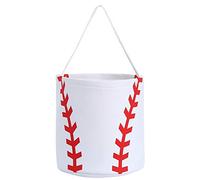E-FirstFeeling Baseball Basket Easter Baskets for Kids Canvas Easter Eggs Hunt Baskets Candy Gifts Bucket Tote Bag for Easter Parties (Baseball)