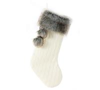 E-FirstFeeling Cable Knit Christmas Stockings with Faux Fur Cuff Large Knitted Xmas Stockings Rustic Hanging Stockings Ornament Holiday Party Decorations (Ivory White)