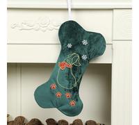 E-FirstFeeling Dog Christmas Stockings Christmas Stockings for Dogs Velvet Embroidery Bone Shape Pet Stocking Hanging Stockings Ornaments Holiday Season Decor (Dog)