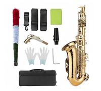 E-flat Alto Saxophone with Lacquered Gold Finish, Single and Double Jointed, Suitable for Beginners and Grading Examinations, Complete Accessory Kit