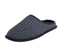 E G O Mens Slippers Mule Style Navy Ribbed Knitted Upper Soft Fleece Lining Non-Slip Hard Sole 11 UK