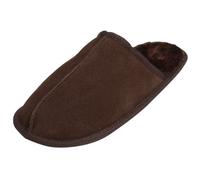 E G O Men's Snugg Suede Slip On Slippers Faux Fur Lining TP Rubber Sole (10 UK, Brown)