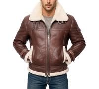 e Genius Men Brown Aviator Sheepskin RAF Real Bomber Shearling Leather Jacket Black Real Leather Faux Fur Shearling Jacket