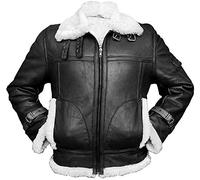 e Genius Men Brown Aviator Sheepskin RAF Real Bomber Shearling Leather Jacket Black Real Leather Faux Fur Shearling Jacket