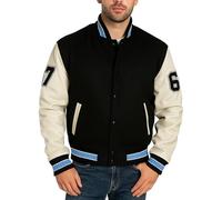 e Genius Mens American Varsity Black And White Baseball Bomber Letterman Jacket Lightweight & Warm