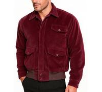 e Genius Mens Red Bomber Corduroy Jacket - Shirt Style Shacket Halloween Costume