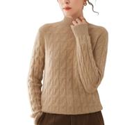 e-girl Women Mock Neck Long-Sleeve Knit Cashmere Wool Jumper,UK 6-14 | Daily errand,heavy cable knit,structured mock collar,raglan cut,soft touch,breathable yarn,loose silhouette