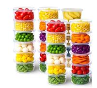 E Greenwize Packaging 50-Pack, 250ml / 8oz Round Plastic Food Containers with Lids - BPA-Free, Reusable, Stackable Meal Prep Containers, Microwave & Dishwasher Safe Lunch Box Containers