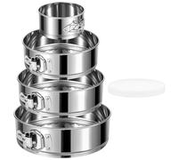 E-Gtong 4" 7" 9" 10" Springform Pans Set of 4, Stainless Steel Cheesecake Pan with Removable Bottom, Leakproof & Nonstick Springform Cake Mold for Baking with 50 Pcs Paper Liners