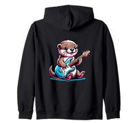 E-Guitar Cute Otter Jamming Music Fun Zip Hoodie