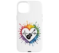 E-Guitar Heartbeat Colorful Love Expression Case for iPhone 15 Plus