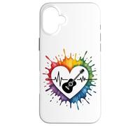 E-Guitar Heartbeat Colorful Love Expression Case for iPhone 16 Plus