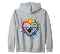 E-Guitar Heartbeat Colorful Love Expression Zip Hoodie