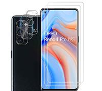 E-Hamii Screen Protector Compatible with OPPO Reno4 Pro 5G(QH) [2 Pack] + Camera Lens Protector [2 Pack] 9H Tempered Glass[Scratch Resistant,Bubble Free] [Transparente]