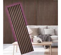 E-HAO 2 Piece Wood Slat Acoustic Panels for Stylish Decor and Noise Reduction, 3D Textured Panel for Ceiling and Wall - JK Walnut (94.5 L x 12.6 W in)
