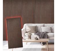 E-HAO 4-Piece Wood Slat Acoustic Panels for Stylish Decor and Noise Reduction, 3D Textured Panel for Ceiling and Wall - JK Walnut (47.2 L＊23.6 W in)