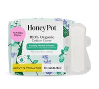 e Honey Pot Company - Organic Cotton Cover, Herbal Daytime Heavy Flow Pads with Wings - 16 ct.